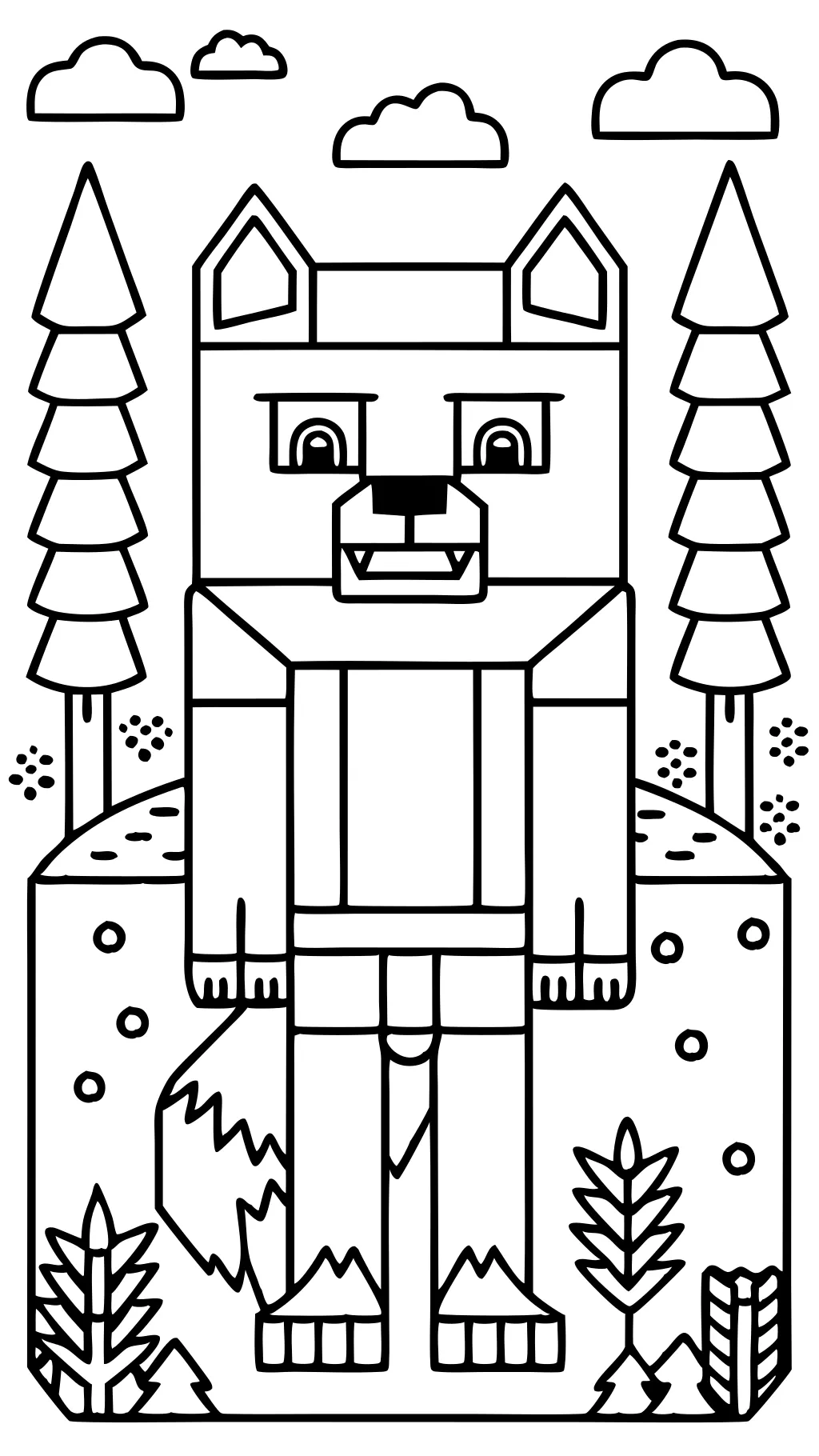 Minecraft Pages para colorear lobo